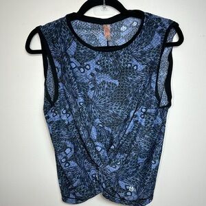 Maaji Perforated Tank‎ Blue Front Knot Medium
